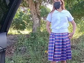 Splendid Chinese School Gal in College Uniform Gets Publicly Orgasmic in Public