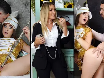 Stepdaughter-in-law Charley Hart & stepfather Peter Green go naughty with their puny figures & naughty spears - FamilyStrokes