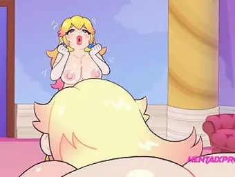 Watch blonde bombshell get her big tits and ass slammed by 2 little jizz-shots while her towheaded friend watches in awe