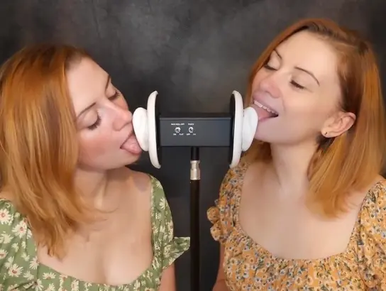 Jodie Marie ASMR Twin Ear gobbles your hard-on like a pro on